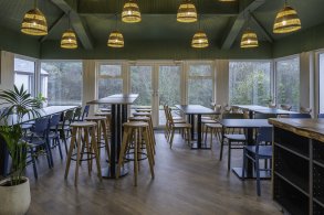 dining room for student groups visiting ireland Interior of the Dining Area in a modern Hostel ready for the group of students reception