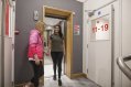 Abigails Hostel in Dublin Corridor and Lift Tourist Residents Chatting Next to the Lift in a Youth Hostel