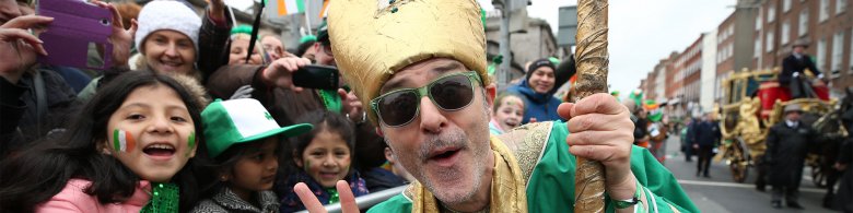 Celebrate Irishness - St Patrick's Day Children and adults enjoying St Patrick's Day Parade